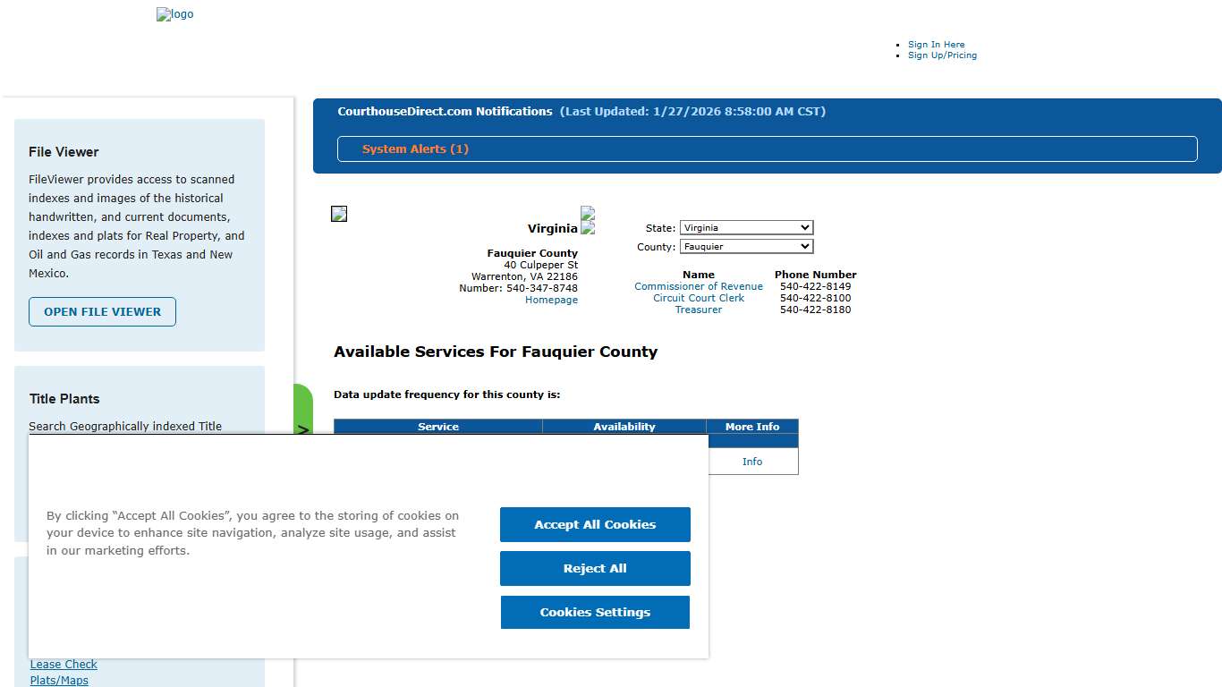 Search Fauquier County Public Property Records Online CourthouseDirect.com