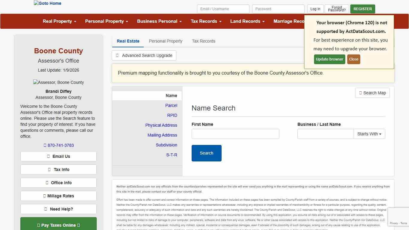 Boone County, Arkansas Real Property Search - actDataScout