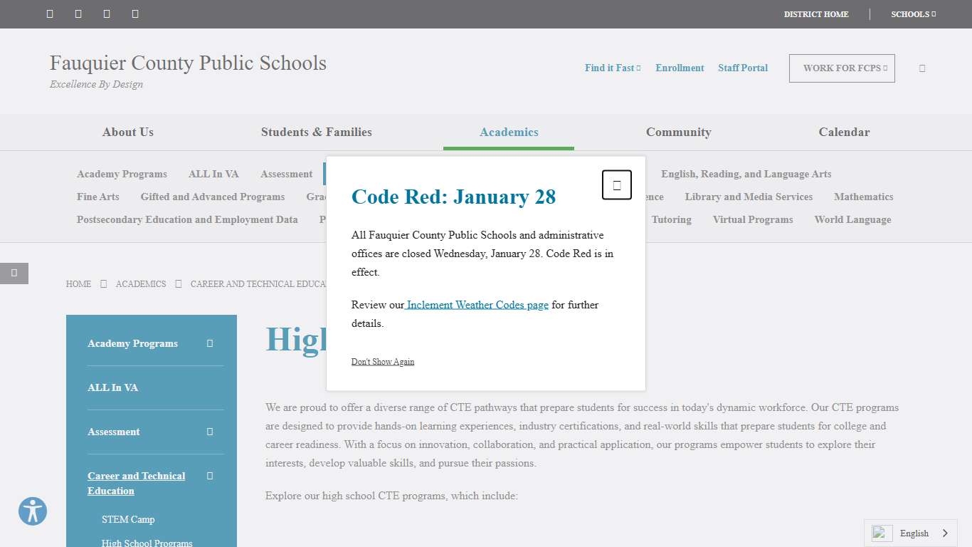 High School Programs - Fauquier County Public Schools